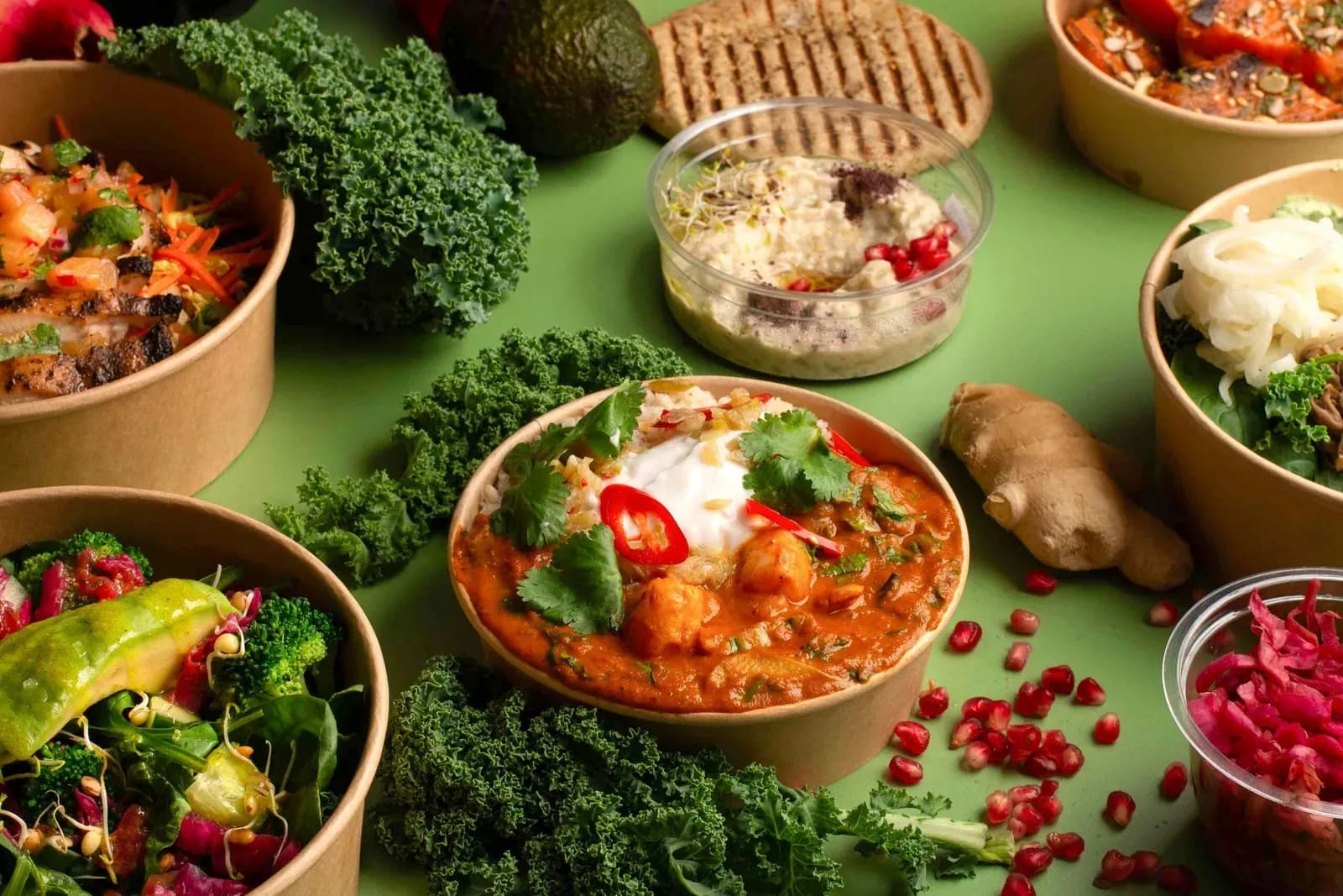 Tempeh curry and ferments, ready to go.